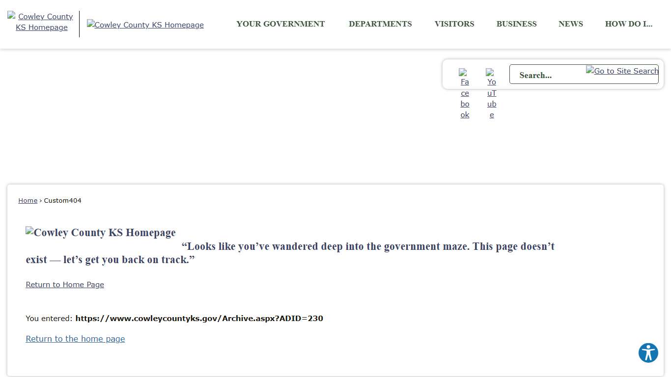 Custom404 • Cowley County, KS • CivicEngage