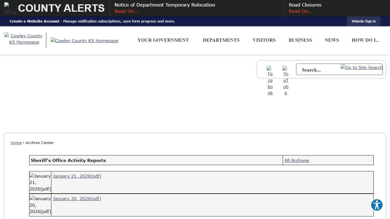 Archive Center • Sheriff's Office Activity Reports