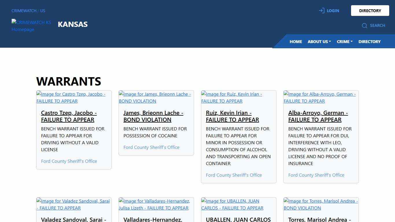 Kansas Warrants | CRIMEWATCH