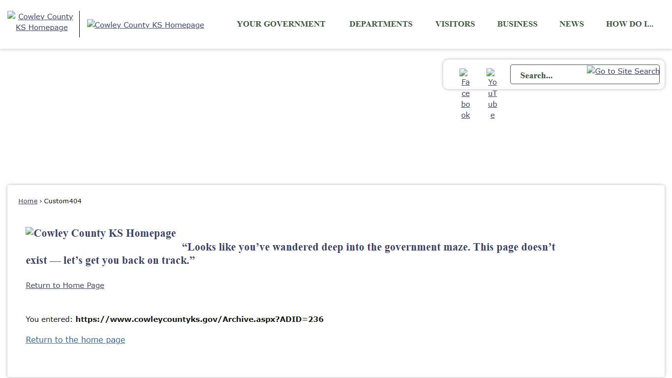 Custom404 • Cowley County, KS • CivicEngage